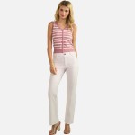 Wholesale stripped V Neck Sleeveless Top Pack Ribbed Cropped Polyester Nylon Mod