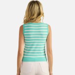 Wholesale stripped V Neck Sleeveless Top Pack Ribbed Cropped Polyester Nylon Mod