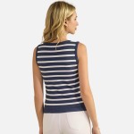 Wholesale stripped V Neck Sleeveless Top Pack Ribbed Cropped Polyester Nylon Mod