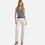 Wholesale stripped V Neck Sleeveless Top Pack Ribbed Cropped Polyester Nylon Mod