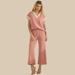 Wholesale women s Leg Corduroy Cropped Pants Pack Relaxed Fit Cropped Pants Elas