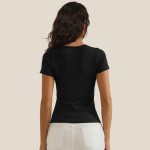 Wholesale scoop Neck Short Sleeve Top Fitted Silhouette Seamless Soft Stretchy N