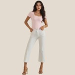 Wholesale scoop Neck Short Sleeve Top Fitted Silhouette Seamless Soft Stretchy N