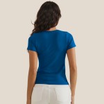 Wholesale scoop Neck Short Sleeve Top Fitted Silhouette Seamless Soft Stretchy N