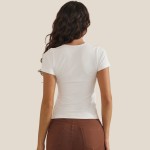 Wholesale scoop Neck Short Sleeve Top Fitted Silhouette Seamless Soft Stretchy N