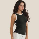 Wholesale reversible Neck Two Tank Top Fitted Silhouette Soft Stretchy Nylon Spa