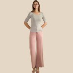 Wholesale ribbed Mid Sleeve Fitted Top Pack Scoop Neck Soft Breathable Viscose S