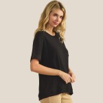 Wholesale loose Fit Short Sleeve Top Pack Ribbed Crew Neckline Short Sleeve Curv