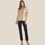 Wholesale loose Fit Short Sleeve Top Pack Ribbed Crew Neckline Short Sleeve Curv