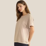 Wholesale loose Fit Short Sleeve Top Pack Ribbed Crew Neckline Short Sleeve Curv