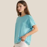 Wholesale loose Fit Short Sleeve Top Pack Ribbed Crew Neckline Short Sleeve Curv