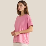 Wholesale loose Fit Short Sleeve Top Pack Ribbed Crew Neckline Short Sleeve Curv