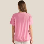 Wholesale loose Fit Short Sleeve Top Pack Ribbed Crew Neckline Short Sleeve Curv