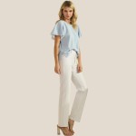 Wholesale short Sleeve Scuba Top Flutter Sleeves Pack Round Neckline Draped Silh