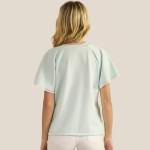 Wholesale short Sleeve Scuba Top Flutter Sleeves Pack Round Neckline Draped Silh