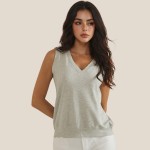 Wholesale ribbed Loose V Neck Tank Top Pack V Neckline Sleeveless Relaxed Fit Ri