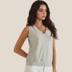 Wholesale ribbed Loose V Neck Tank Top Pack V Neckline Sleeveless Relaxed Fit Ri