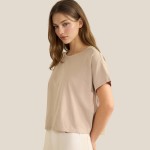 Wholesale cotton Crewneck Cropped Short Sleeve Top Pack Relaxed Fit Soft Breatha