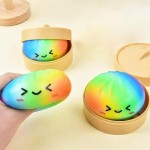 Wholesale rainbow Dumpling Squishy Toy Bright novelty squishy toy toast inspired
