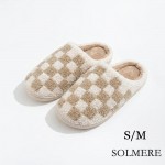 SOLMERE Slippers – Plush Checker Slide On Slippers

Step into pure indulgence. Our Solmere Slippers blend a trend-forward design with cloud-like comfort, making every step feel like a warm embrace.

- Incredible Comfort – Lined with ultra-soft, plush material to keep your feet cozy from morning to night.

- Slip-On Ease – Effortless to wear, with a secure yet relaxed fit.

- Durable & Lightweight – Crafted for everyday wear with a cushioned sole that supports and lasts.

- US Women's Size: S/M (6-8) M/L (8-10)

- Rubber Sole - Provides grip and stability for both indoor and light outdoor use.

- Thoughtful Packaging – Each pair comes neatly displayed on a branded slipper hanger with a branded card, and individually packaged.

Once you slip them on, you’ll understand why SOLMERE slippers are love at first step.
