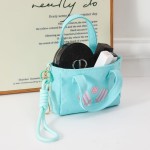 Wholesale key Ring Pickleball Embroidered Mini Tote bag Knotted Rope Detail Open