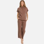 Wholesale half Zip Short Sleeve Top Pack Classic Fit Short Dolma Sleeves Unlined