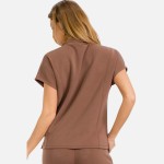 Wholesale half Zip Short Sleeve Top Pack Classic Fit Short Dolma Sleeves Unlined