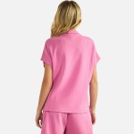 Wholesale half Zip Short Sleeve Top Pack Classic Fit Short Dolma Sleeves Unlined