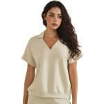 Wholesale relaxed Fit Collard V Neck Top Pack Matching Shorts Sold Separately St