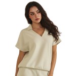 Wholesale relaxed Fit Collard V Neck Top Pack Matching Shorts Sold Separately St