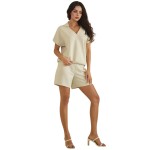 Wholesale relaxed Fit Collard V Neck Top Pack Matching Shorts Sold Separately St