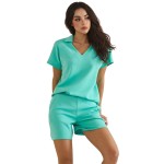 Wholesale relaxed Fit Collard V Neck Top Pack Matching Shorts Sold Separately St