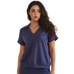Wholesale relaxed Fit Collard V Neck Top Pack Matching Shorts Sold Separately St