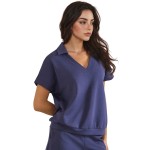 Wholesale relaxed Fit Collard V Neck Top Pack Matching Shorts Sold Separately St