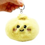 Wholesale faux Fur Dumpling Key Ring Cute novelty squishy toy designed faux fur