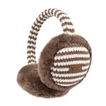 Wholesale striped Knit Faux Fur Earmuffs plush faux fur ear covers striped knit