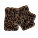 Wholesale leopard print faux fur fingerless gloves plush velvety pile open finge
