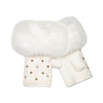 Wholesale faux Fur Cuff Fingerless Gloves soft knit body star stud accents overs