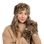 Wholesale fawn Print Faux Fur Cuff Gloves plush spotted pile cuff inspired baby