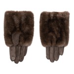 Wholesale faux Fur Cuff Gloves oversized plush cuff soft faux suede hands luxe w