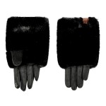 Wholesale faux Fur Cuff Gloves oversized plush cuff soft faux suede hands luxe w