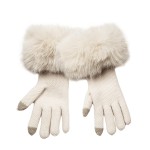 Wholesale faux Fur Cuff Knit Gloves lush oversized pile cuff frames wrist soft f