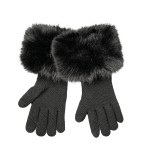 Wholesale faux Fur Cuff Knit Gloves lush oversized pile cuff frames wrist soft f