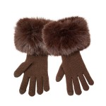Wholesale faux Fur Cuff Knit Gloves lush oversized pile cuff frames wrist soft f