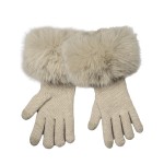 Wholesale faux Fur Cuff Knit Gloves lush oversized pile cuff frames wrist soft f