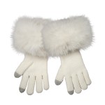 Wholesale faux Fur Cuff Knit Gloves lush oversized pile cuff frames wrist soft f