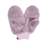 Wholesale plush faux fur mittens dense soft pile outside knit cuff seals warmth