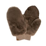 Wholesale plush faux fur mittens dense soft pile outside knit cuff seals warmth