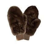 Wholesale plush faux fur mittens dense soft pile outside knit cuff seals warmth