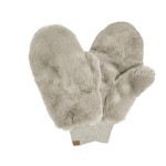 Wholesale plush faux fur mittens dense soft pile outside knit cuff seals warmth